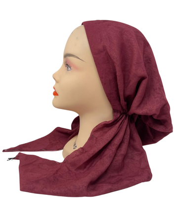 Ahead IT2721 Dry Rose Solid Texture Print Israeli Style Long Tails Pre-Tied Bandanna Myselflingerie.com